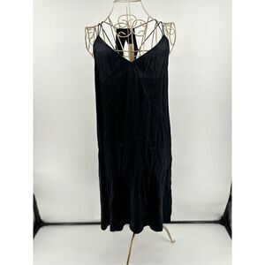 Abercrombie & Fitch Silk Slip Dress Black Strappy  Dress Women M A&F Collect